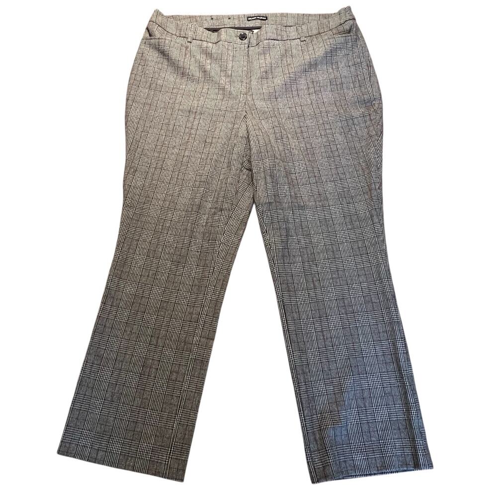 Hilary Radley Dress Pants Women's Size 18W Gray Plaid Straight Leg Career 40x30